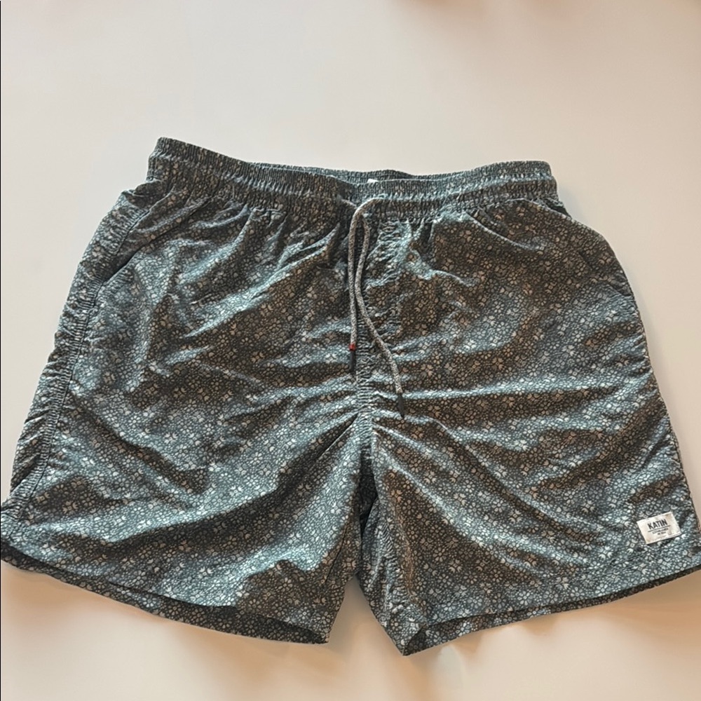 Katin Gray Green Swim Trunks Mens Medium with Liner - Worn Once!